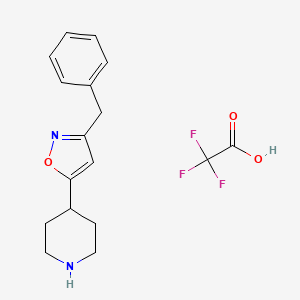 molecular formula C17H19F3N2O3 B13074675 3-Benzyl-5-(piperidin-4-yl)isoxazole 2,2,2-trifluoroacetate 