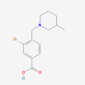 molecular formula C14H18BrNO2 B13074716 3-Bromo-4-((3-methylpiperidin-1-yl)methyl)benzoic acid CAS No. 1131594-60-9