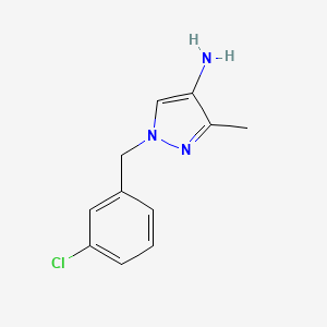 molecular formula C11H12ClN3 B13074744 1-[(3-Chlorophenyl)methyl]-3-methyl-1H-pyrazol-4-amine 