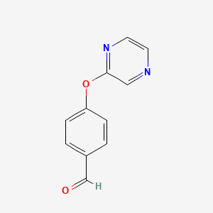 molecular formula C11H8N2O2 B1307476 4-(Pyrazin-2-yloxy)benzaldehyde CAS No. 866156-93-6