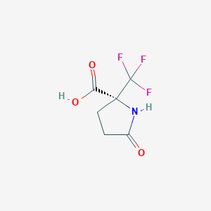 molecular formula C6H6F3NO3 B13074829 (2R)-5-Oxo-2-(trifluoromethyl)pyrrolidine-2-carboxylic acid 