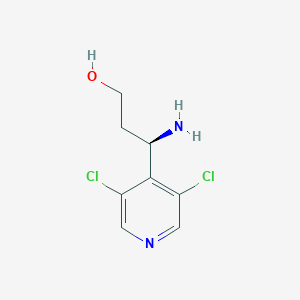 molecular formula C8H10Cl2N2O B13074856 (3R)-3-Amino-3-(3,5-dichloro(4-pyridyl))propan-1-OL 