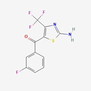 molecular formula C11H6F4N2OS B13074863 [2-Amino-4-(trifluoromethyl)-1,3-thiazol-5-yl]-(3-fluorophenyl)methanone 