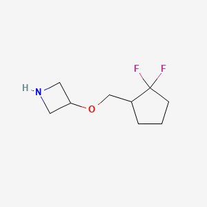 molecular formula C9H15F2NO B13074899 3-[(2,2-Difluorocyclopentyl)methoxy]azetidine 