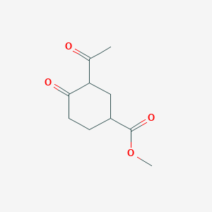 molecular formula C10H14O4 B13074958 Methyl 3-acetyl-4-oxocyclohexane-1-carboxylate 