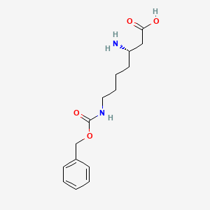 molecular formula C15H22N2O4 B13074966 (3S)-3-Amino-7-{[(benzyloxy)carbonyl]amino}heptanoic acid 