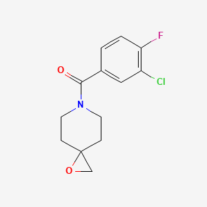 molecular formula C13H13ClFNO2 B13074967 6-(3-Chloro-4-fluorobenzoyl)-2-cyano-1-oxa-6-azaspiro[2.5]octane 