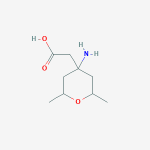 molecular formula C9H17NO3 B13074981 2-(4-Amino-2,6-dimethyloxan-4-yl)acetic acid 