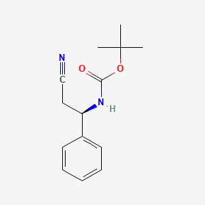 molecular formula C14H18N2O2 B13075055 (R)-tert-Butyl (2-cyano-1-phenylethyl)carbamate CAS No. 172823-12-0