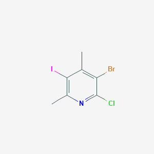 molecular formula C7H6BrClIN B13075111 3-Bromo-2-chloro-5-iodo-4,6-dimethylpyridine 