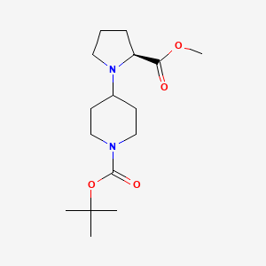 molecular formula C16H28N2O4 B13075135 (S)-Tert-butyl 4-(2-(methoxycarbonyl)pyrrolidin-1-YL)piperidine-1-carboxylate 