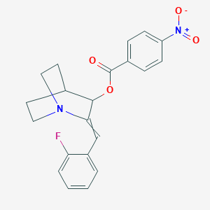 molecular formula C21H19FN2O4 B1307524 2-[(Z)-(2-fluorophenyl)methylidene]-1-azabicyclo[2.2.2]oct-3-yl 4-nitrobenzenecarboxylate 