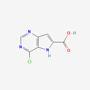 molecular formula C7H4ClN3O2 B13075247 4-Chloro-5H-pyrrolo[3,2-d]pyrimidine-6-carboxylic acid 