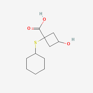 1-(Cyclohexylsulfanyl)-3-hydroxycyclobutane-1-carboxylic acid