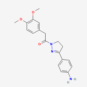 molecular formula C19H21N3O3 B13075313 1-(3-(4-Aminophenyl)-4,5-dihydro-1H-pyrazol-1-yl)-2-(3,4-dimethoxyphenyl)ethanone CAS No. 1076690-12-4