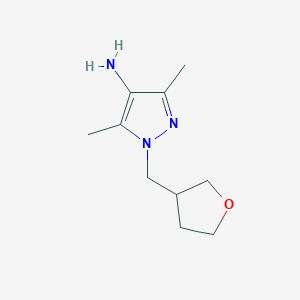 molecular formula C10H17N3O B13075361 3,5-dimethyl-1-(oxolan-3-ylmethyl)-1H-pyrazol-4-amine 