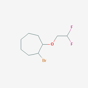 molecular formula C9H15BrF2O B13075513 1-Bromo-2-(2,2-difluoroethoxy)cycloheptane 