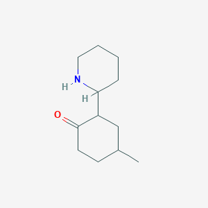 molecular formula C12H21NO B13075515 4-Methyl-2-(piperidin-2-yl)cyclohexan-1-one 