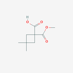 molecular formula C9H14O4 B13075546 1-(Methoxycarbonyl)-3,3-dimethylcyclobutane-1-carboxylic acid 