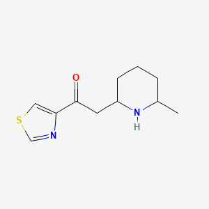 molecular formula C11H16N2OS B13075564 2-(6-Methylpiperidin-2-yl)-1-(1,3-thiazol-4-yl)ethan-1-one 