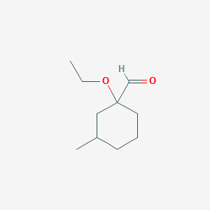 molecular formula C10H18O2 B13075582 1-Ethoxy-3-methylcyclohexane-1-carbaldehyde 