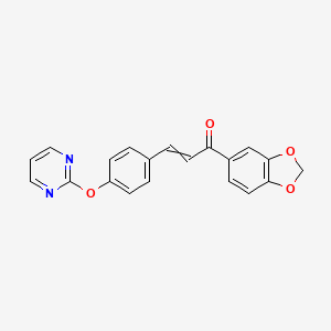 molecular formula C20H14N2O4 B1307574 (E)-1-(1,3-benzodioxol-5-yl)-3-[4-(2-pyrimidinyloxy)phenyl]-2-propen-1-one 