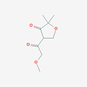 molecular formula C9H14O4 B13075824 4-(2-Methoxyacetyl)-2,2-dimethyloxolan-3-one 