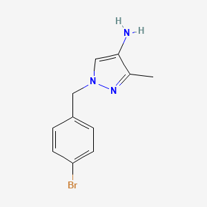 molecular formula C11H12BrN3 B13075855 1-[(4-Bromophenyl)methyl]-3-methyl-1H-pyrazol-4-amine 