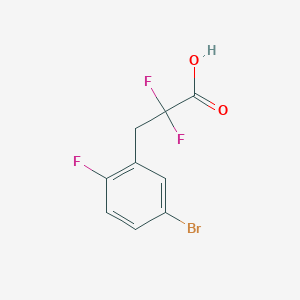 molecular formula C9H6BrF3O2 B13075953 3-(5-Bromo-2-fluorophenyl)-2,2-difluoropropanoic acid 