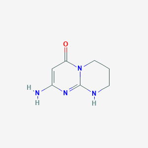 molecular formula C7H10N4O B13075962 8-amino-1H,2H,3H,4H,6H-pyrimido[1,2-a][1,3]diazin-6-one 