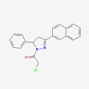 molecular formula C21H17ClN2O B13075972 2-Chloro-1-(3-naphthalen-2-yl-5-phenyl-4,5-dihydro-pyrazol-1-yl)-ethanone CAS No. 380196-86-1