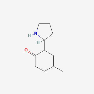 molecular formula C11H19NO B13076133 4-Methyl-2-(pyrrolidin-2-YL)cyclohexan-1-one 