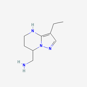 molecular formula C9H16N4 B13076172 {3-ethyl-4H,5H,6H,7H-pyrazolo[1,5-a]pyrimidin-7-yl}methanamine 