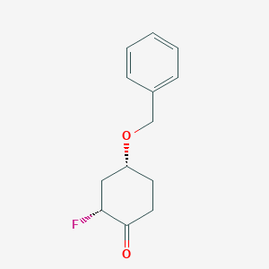 molecular formula C13H15FO2 B13076222 (2RS,4RS)-4-(benzyloxy)-2-fluorocyclohexan-1-onerelativestereochemistry 