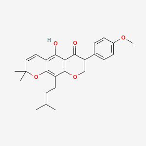 molecular formula C26H26O5 B13076236 5-Hydroxy-3-(4-methoxyphenyl)-8,8-dimethyl-10-(3-methylbut-2-en-1-yl)pyrano[3,2-g]chromen-4(8H)-one CAS No. 4225-28-9