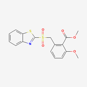 molecular formula C17H15NO5S2 B13076241 Methyl 2-((benzo[d]thiazol-2-ylsulfonyl)methyl)-6-methoxybenzoate 