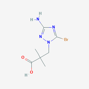 molecular formula C7H11BrN4O2 B13076297 3-(3-Amino-5-bromo-1H-1,2,4-triazol-1-yl)-2,2-dimethylpropanoic acid 