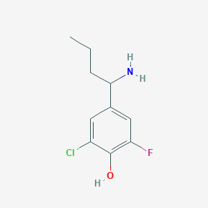 molecular formula C10H13ClFNO B13076317 4-(1-Aminobutyl)-2-chloro-6-fluorophenol 