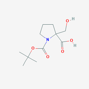 molecular formula C11H19NO5 B13076322 1-(Tert-butoxycarbonyl)-2-(hydroxymethyl)pyrrolidine-2-carboxylic acid 