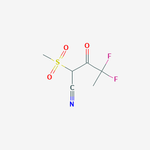 molecular formula C6H7F2NO3S B13076333 4,4-Difluoro-2-methanesulfonyl-3-oxopentanenitrile 