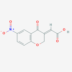 molecular formula C11H7NO6 B13076337 2-(6-Nitro-4-oxochroman-3-ylidene)acetic acid CAS No. 189083-16-7