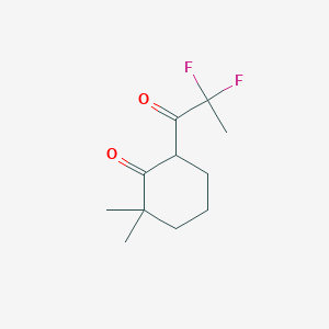 molecular formula C11H16F2O2 B13076357 6-(2,2-Difluoropropanoyl)-2,2-dimethylcyclohexan-1-one 