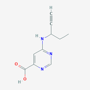 molecular formula C10H11N3O2 B13076371 6-[(Pent-1-yn-3-yl)amino]pyrimidine-4-carboxylic acid 