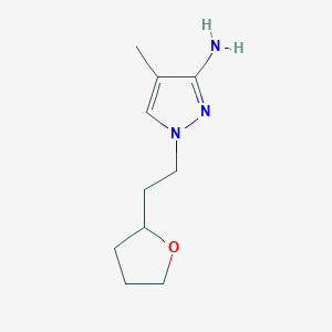 molecular formula C10H17N3O B13076380 4-methyl-1-[2-(oxolan-2-yl)ethyl]-1H-pyrazol-3-amine 