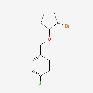 molecular formula C12H14BrClO B13076393 1-(((2-Bromocyclopentyl)oxy)methyl)-4-chlorobenzene 