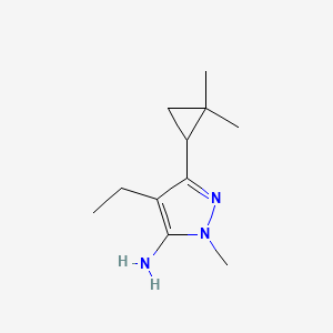 molecular formula C11H19N3 B13076457 3-(2,2-Dimethylcyclopropyl)-4-ethyl-1-methyl-1H-pyrazol-5-amine 