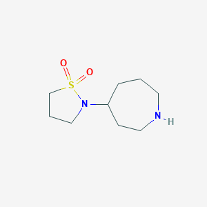 molecular formula C9H18N2O2S B13076489 2-(Azepan-4-yl)-1lambda6,2-thiazolidine-1,1-dione 