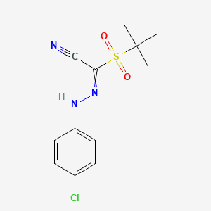 molecular formula C12H14ClN3O2S B1307653 1-tert-butylsulfonyl-N-(4-chloroanilino)methanimidoyl cyanide 