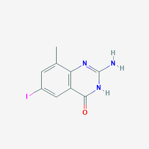 molecular formula C9H8IN3O B13076541 2-Amino-6-iodo-8-methylquinazolin-4(1H)-one CAS No. 830343-37-8