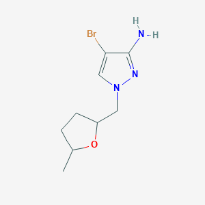 molecular formula C9H14BrN3O B13076579 4-bromo-1-[(5-methyloxolan-2-yl)methyl]-1H-pyrazol-3-amine 